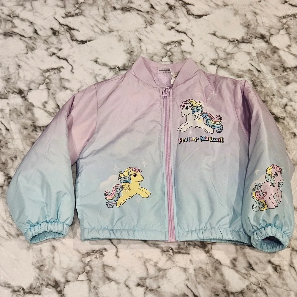 Kids‎ My Little Pony Ombre Bomber Jacket 6/6X Rainbow Unicorn Clouds